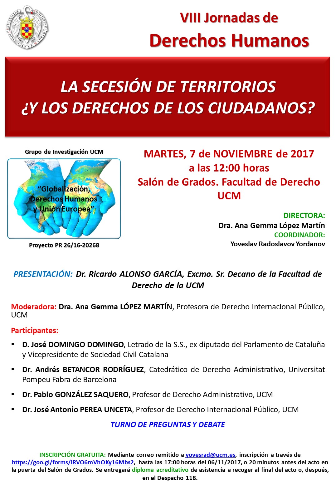 VIII Jornadas de Derechos Humanos: La secesión de territorios ¿y los derechos de los ciudadanos?