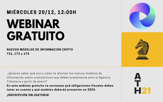 Webinar gratuito  Nuevos modelos de información cripto: 721, 172 y 173